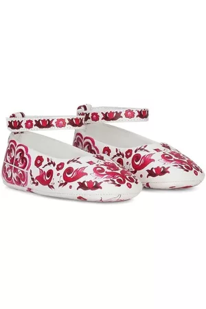 Dolce & Gabbana Instappers - Majolica-print leather ballerina-shoes