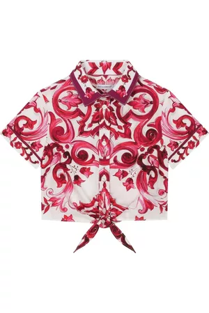 Dolce & Gabbana T-shirts - Majolica-print tie-waist shirt