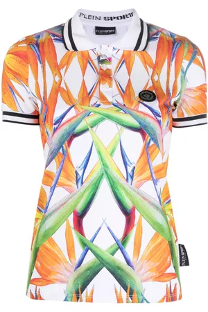 Philipp Plein Dames Poloshirts - Floral-print cotton polo top