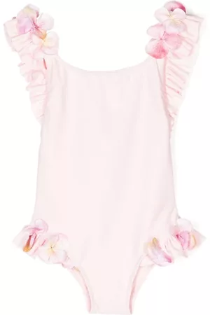 SELINIACTION KIDS Meisjes Badpakken - Floral-appliqué ruffled swimsuit