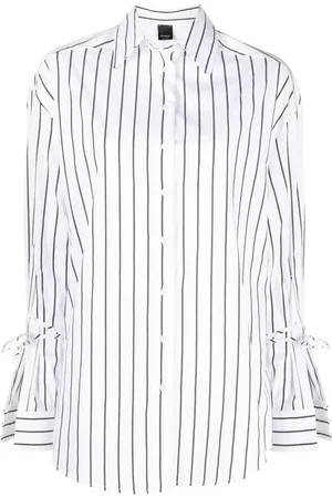 Pinko Dames Gestreepte Overhemden - Tie-detail striped shirt