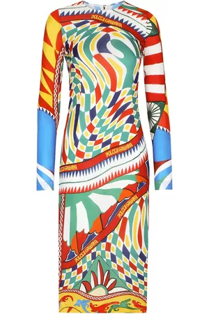Dolce & Gabbana Dames Geprinte jurken - Graphic-print long-sleeve dress