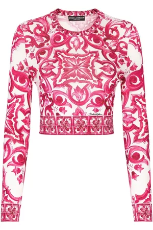 Dolce & Gabbana Dames Gebreide truien - Maiolica-print cropped jumper