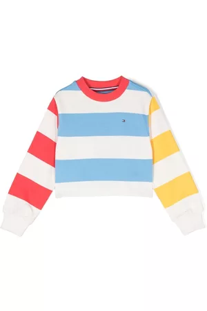 Tommy Hilfiger Meisjes Sweaters - Logo-embroidered striped sweatshirt