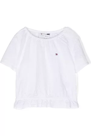 Tommy Hilfiger Meisjes Korte Mouwen Blouses - Logo-embroidered short-sleeve blouse