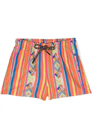 Nos Shorts - Stripe-pattern swim shorts