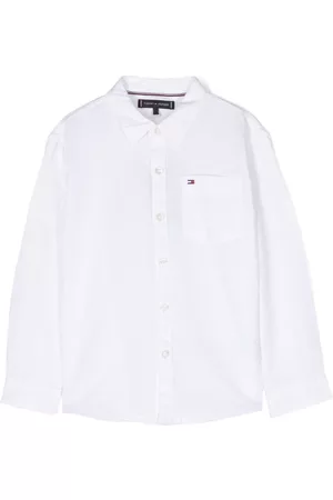 Tommy Hilfiger Jongens Lange Mouwen Overhemden - Logo-embroidered long-sleeve shirt