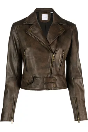 Pinko Dames Leren jassen - Leather cropped biker jacket