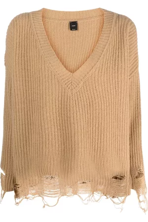 Pinko Dames Gebreide truien - Ripped V-neck knitted jumper
