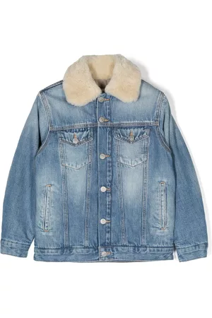 Maison Margiela Meisjes Donsjassen - Shearling-trim logo denim jacket