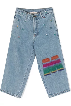 Marni Straight - Embroidered-motif straight-leg jeans