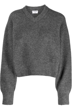 Filippa K Dames Gebreide truien - Chevron-knit V-neck wool jumper