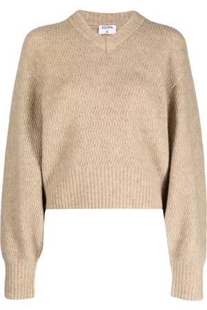 Filippa K Dames Gebreide truien - Chevron-knit V-neck wool jumper