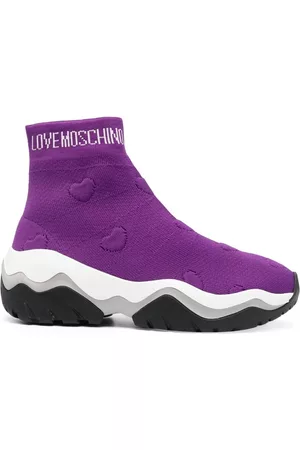 Love Moschino Dames Sokken - Embossed-hearts high-top sock trainers