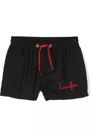 MC2 SAINT BARTH Shorts - Embroidered-slogan swim trunks