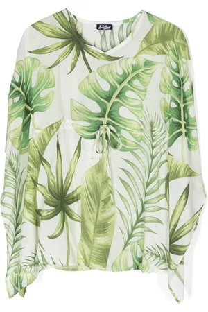 MC2 SAINT BARTH Meisjes Geprinte Blouses - Tropical-print wide-sleeved blouse
