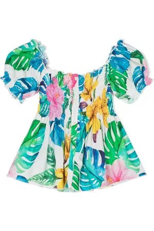 MC2 SAINT BARTH Meisjes Geprinte Blouses - Floral-print puff-sleeve shirt