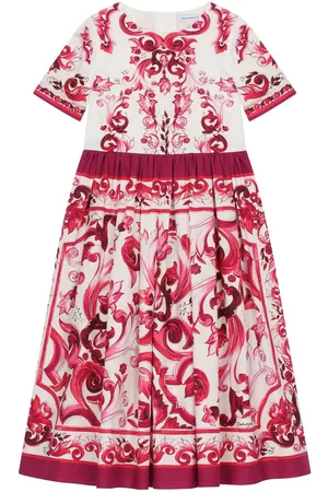 Dolce & Gabbana Meisjes Feestjurken - Majolica print pleated maxi dress