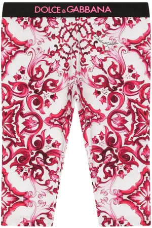 Dolce & Gabbana Meisjes Leggings - Majolica-print cotton legging