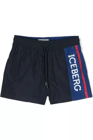 Iceberg Shorts - Logo-print striped swim shorts