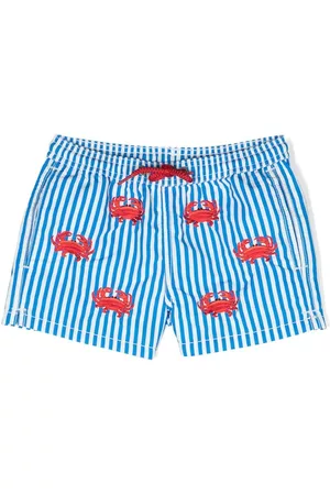 MC2 SAINT BARTH Shorts - Logo-patch animal-print swim-shorts