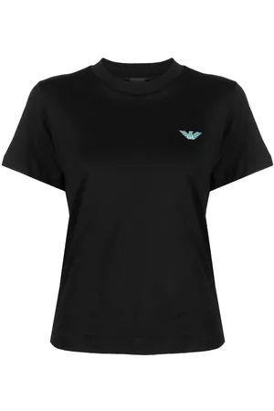 Emporio Armani Dames Geprinte Overhemden - Logo-print crew-neck T-shirt