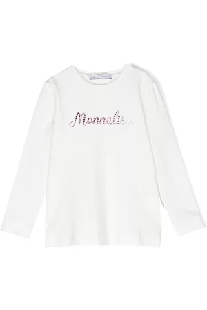 MONNALISA Meisjes T-shirts - Logo-print crystal-embellished T-shirt