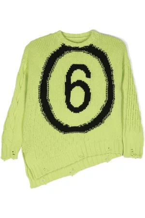 Maison Margiela Meisjes Truien - Logo intarsia ripped jumper