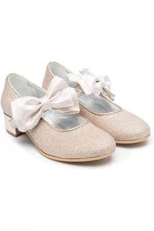 MONNALISA Instappers - 35mm bow-detail leather ballerina shoes
