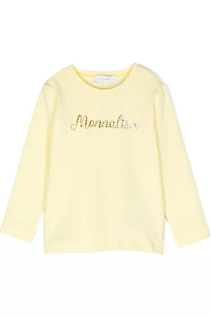 MONNALISA Meisjes T-shirts - Logo-print crystal-embellished T-shirt