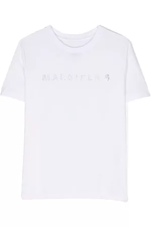 Maison Margiela Meisjes T-shirts - Rhinestone-embellished logo T-shirt