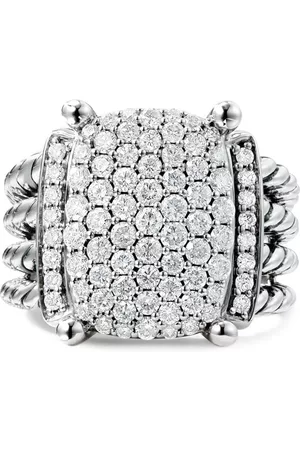 David Yurman Dames Sterling zilveren ringen - Sterling Wheaton pave diamond ring