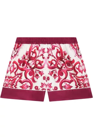 Dolce & Gabbana Meisjes Shorts - Majolica-print silk mini shorts