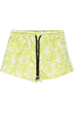 Paolo Pecora Shorts - Leaf-print swim shorts