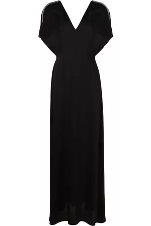 Fabiana Filippi Dames Feestjurken - Beaded-stripes V-neck gown