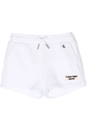 Calvin Klein Meisjes Shorts - Logo-embroidered cotton shorts