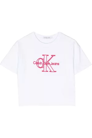 Calvin Klein Meisjes T-shirts - Logo-embroidered cotton T-shirt