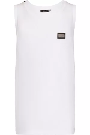 Dolce & Gabbana Heren Tops - Logo-plaque cotton tank top