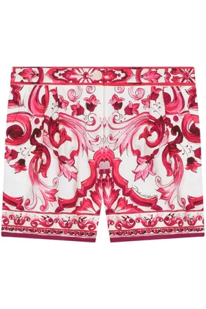 Dolce & Gabbana Meisjes Shorts - Majolica-print cotton shorts