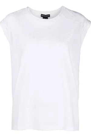 Emporio Armani Dames Petten - Logo-jacquard cap-sleeves T-shirt