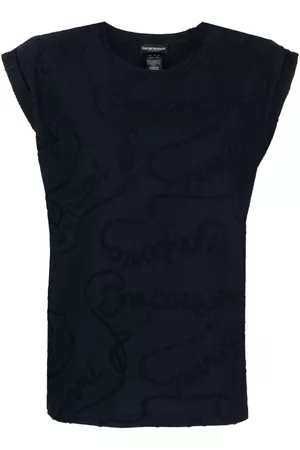 Emporio Armani Dames Petten - Logo-jacquard cap-sleeves T-shirt