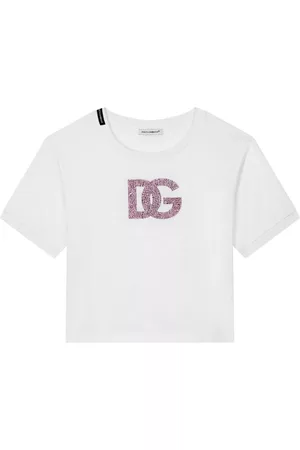 Dolce & Gabbana Meisjes T-shirts - Rhinestone-logo cotton T-shirt