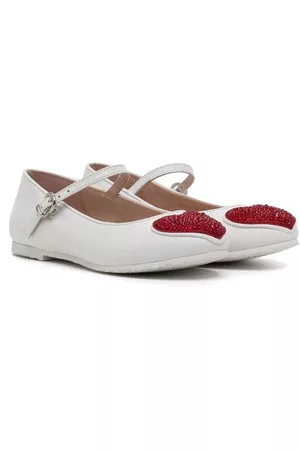 SOPHIA WEBSTER Instappers - Heart-patch leather ballerina shoes