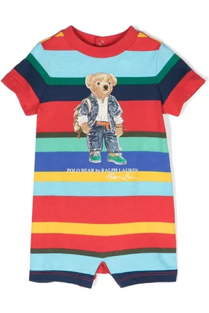 Ralph Lauren Poloshirts - Polo Bear-motif striped romper