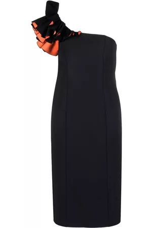 Pinko Dames Asymmetrische jurken - Ruffle-detail one-shoulder midi dress