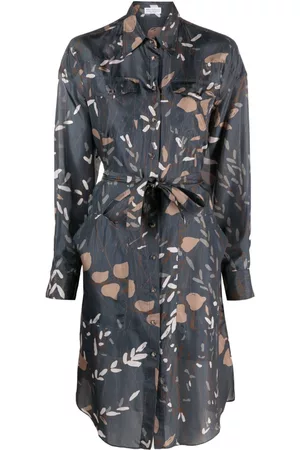 Brunello Cucinelli Dames Geprinte Overhemden - Graphic-print silk shirt dress