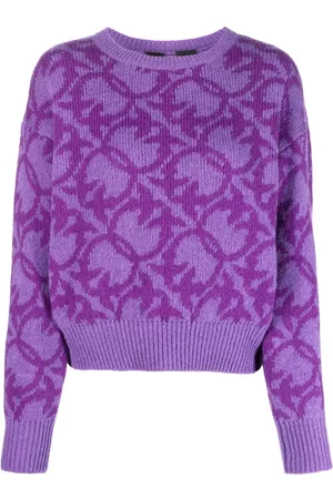 Pinko Dames Gebreide truien - Monogram-pattern wool-blend jumper