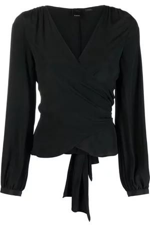 Pinko Dames Blouses - Plunging V-neck silk-blend wrap blouse