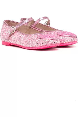 SOPHIA WEBSTER Instappers - Heart-patch glittery ballerina shoes