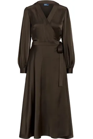 Ralph Lauren Satin midi wrap dress